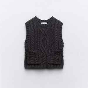 Zara Charcoal Cable Knit Sweater Vest